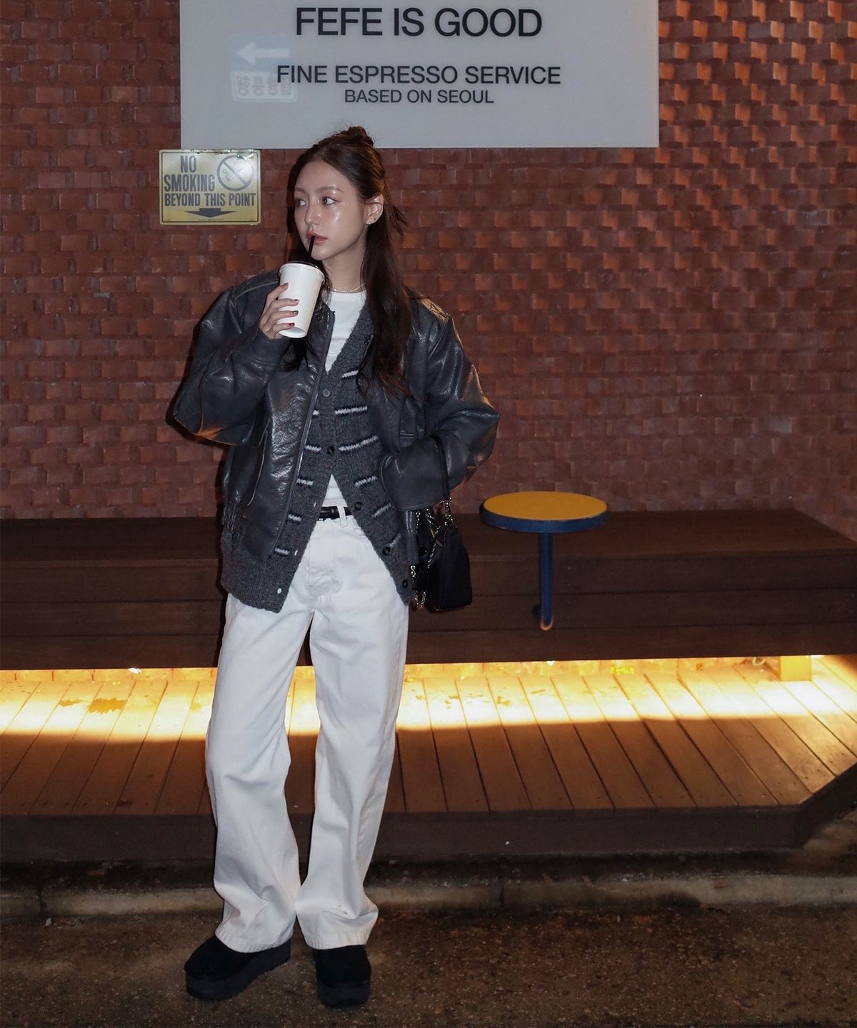 미쏘(MIXXO) [울블렌드] 헤어리 스트라이프 가디건_MIWCKFV09T