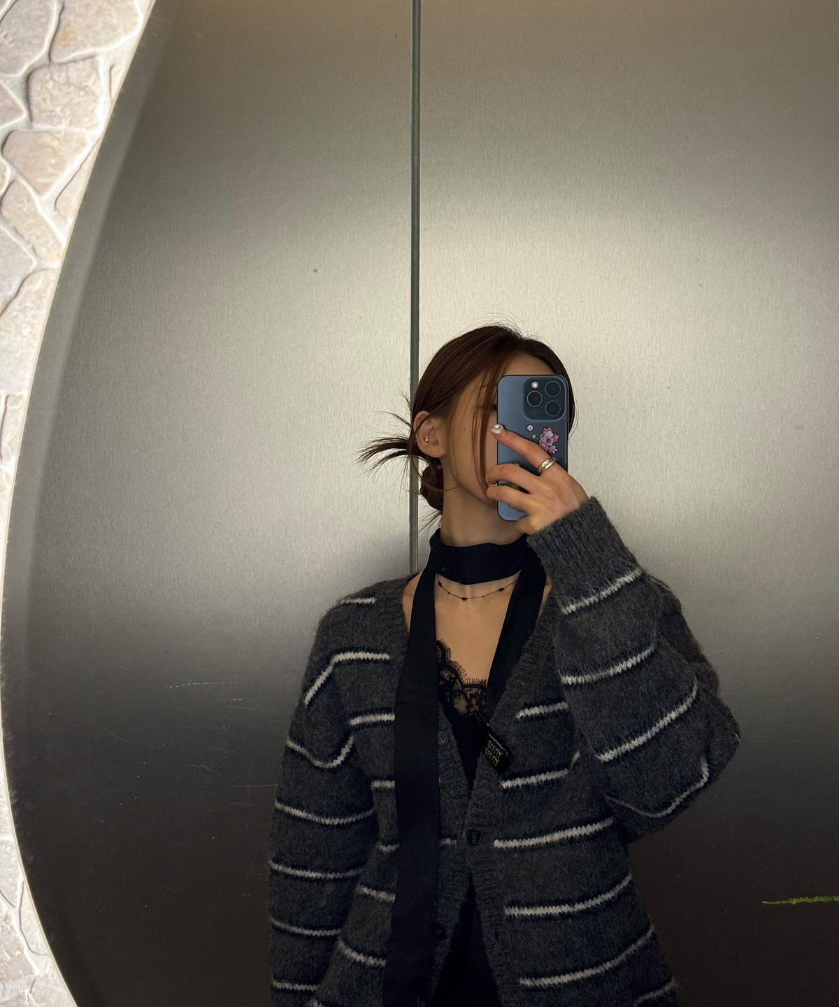 미쏘(MIXXO) [울블렌드] 헤어리 스트라이프 가디건_MIWCKFV09T