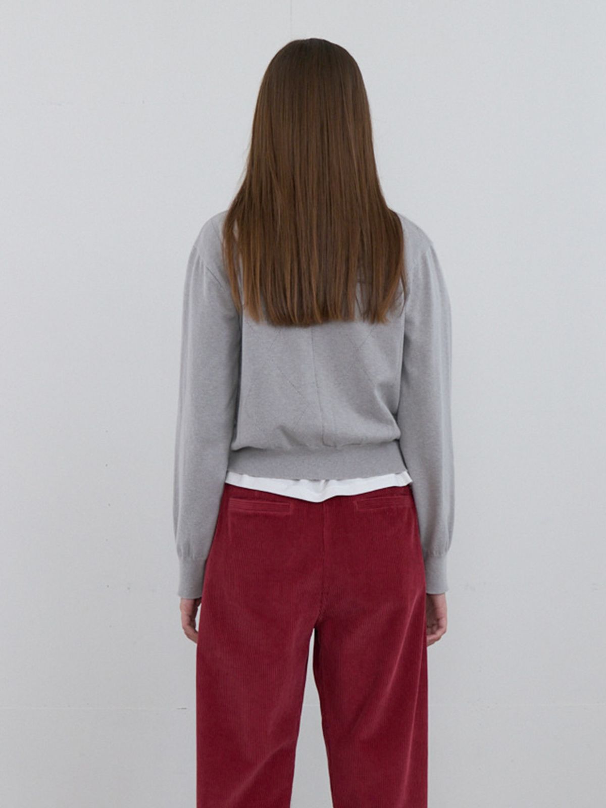 기준(KIJUN) Soft Punching Cardigan Melange Grey