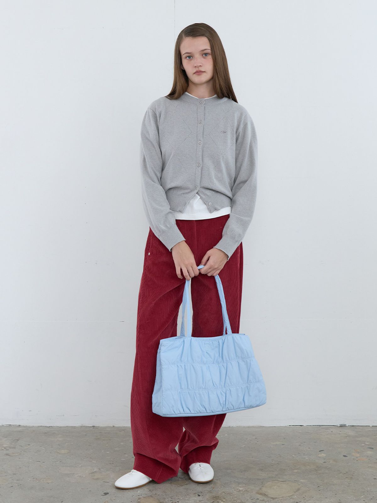 기준(KIJUN) Soft Punching Cardigan Melange Grey