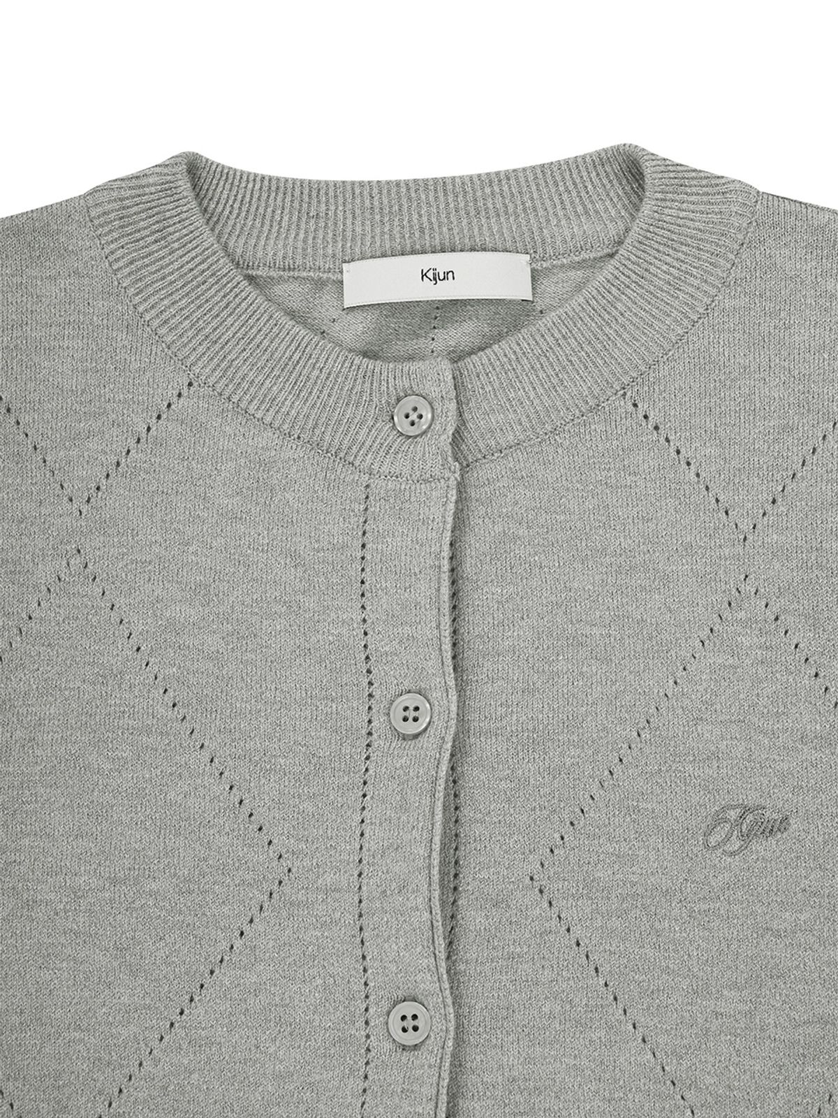 기준(KIJUN) Soft Punching Cardigan Melange Grey