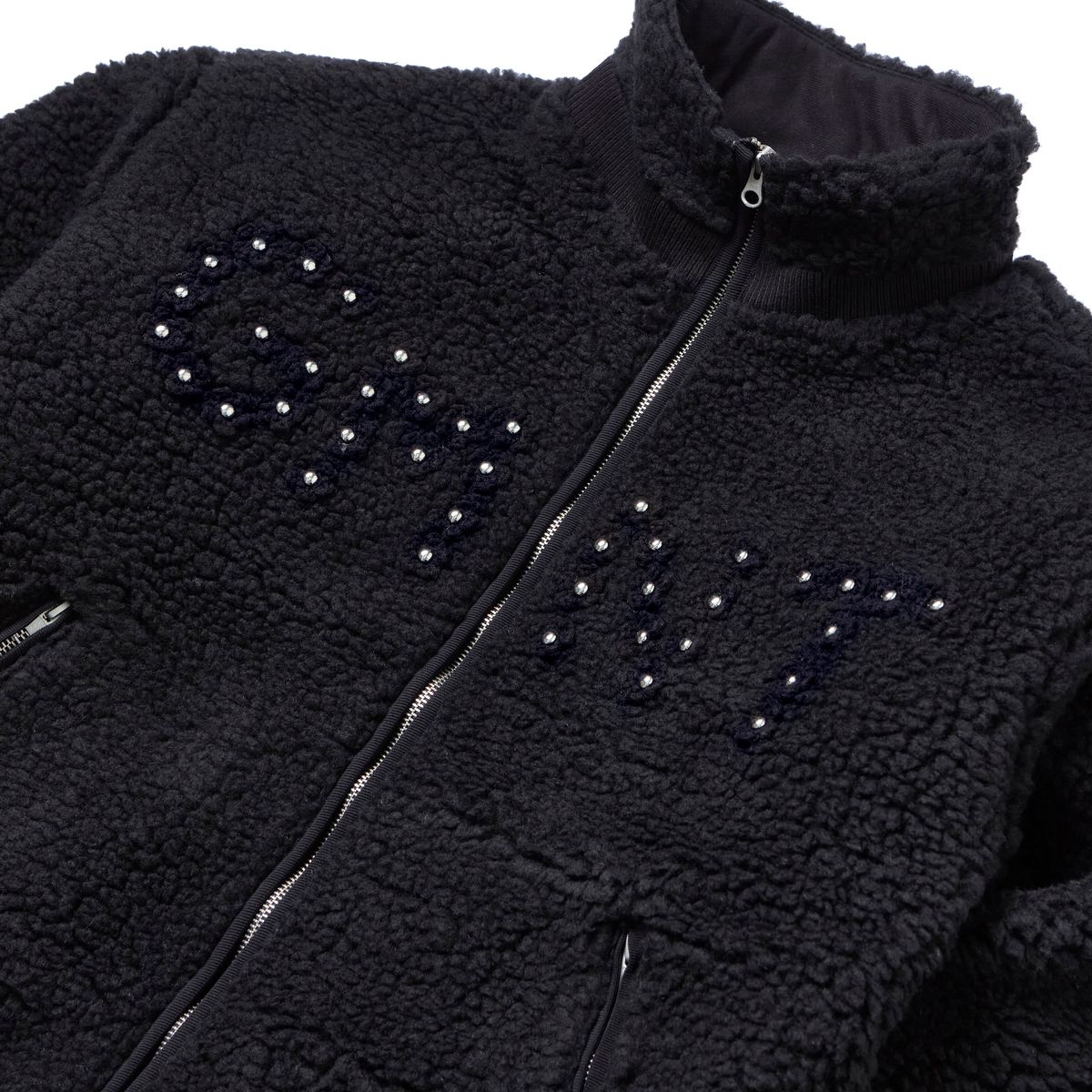 가먼츠팹(GARMENTS FAB) Flower Crochet Sherpa Jacket (BLACK)