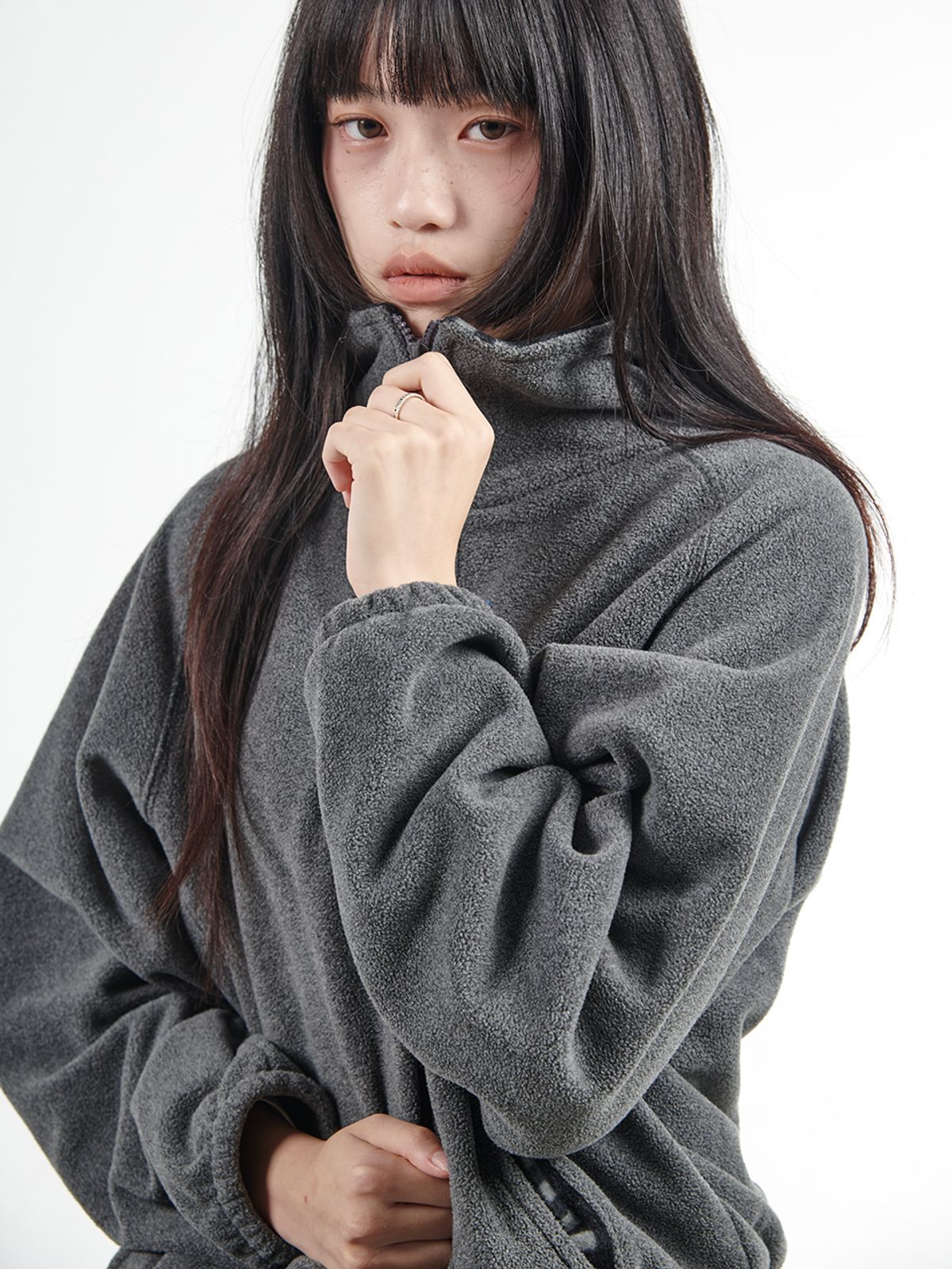 무음(MUWM) 더블 플리스 아노락 Double Fleece Anorak (Charcoal Black)