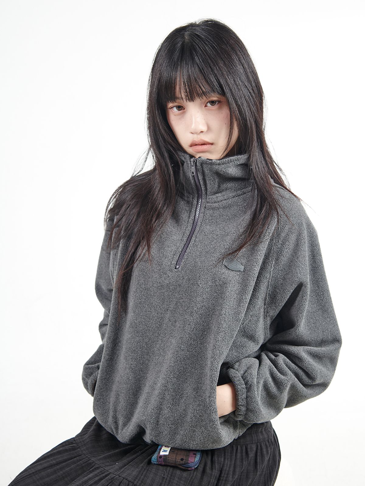 무음(MUWM) 더블 플리스 아노락 Double Fleece Anorak (Charcoal Black)