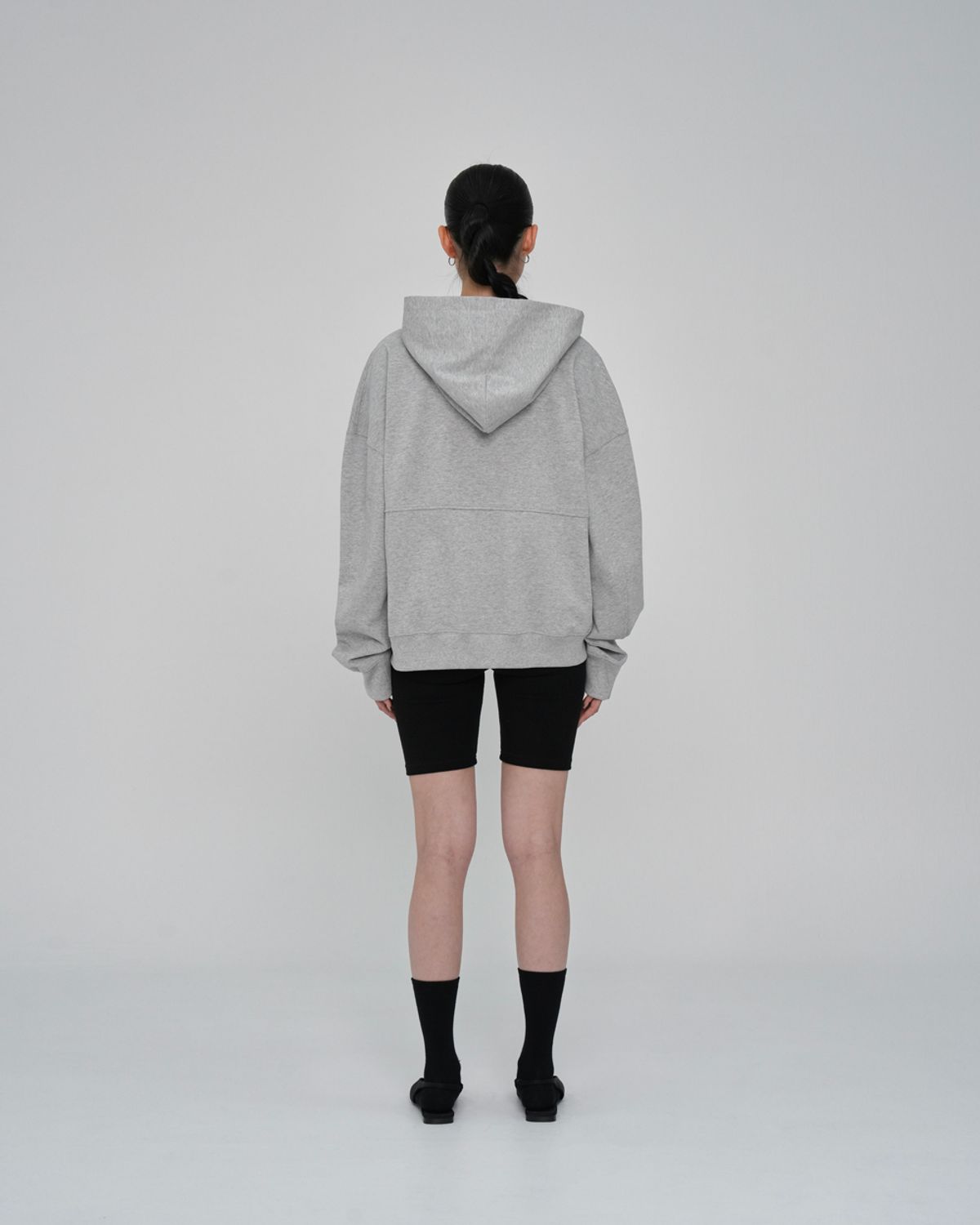 구보(GUVO) Light-duty zip-up hoodie, melange-grey