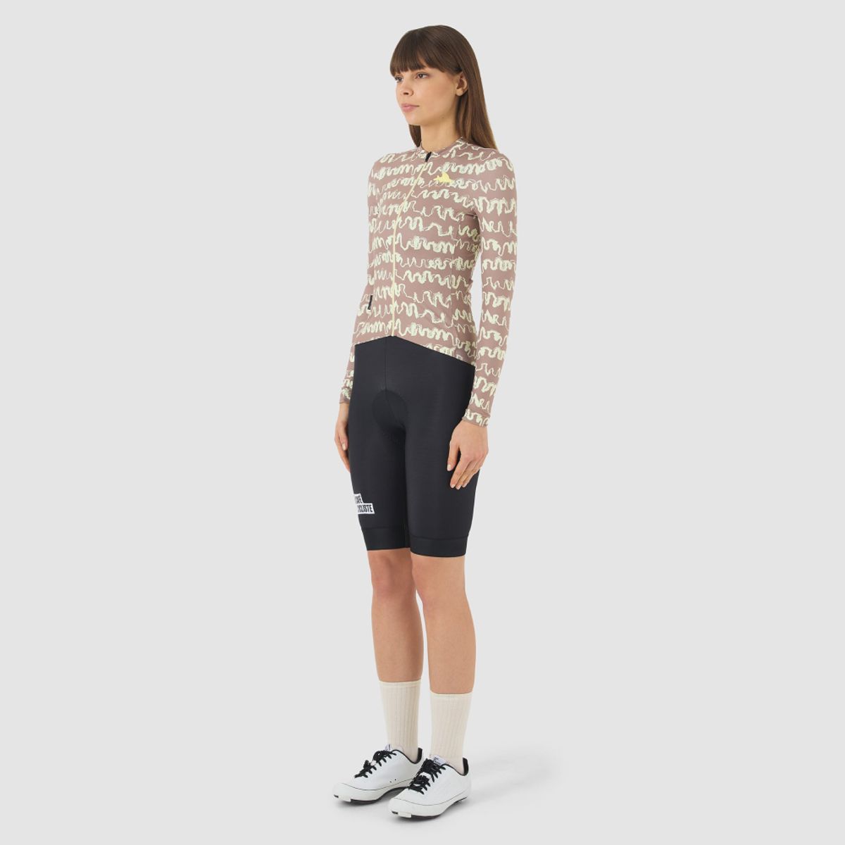 카페 드 사이클리스트(CAFE DU CYCLISTE) 콘스탄스 레이스 긴팔 져지 오이스터 그레이 나폴리 옐로우 여성