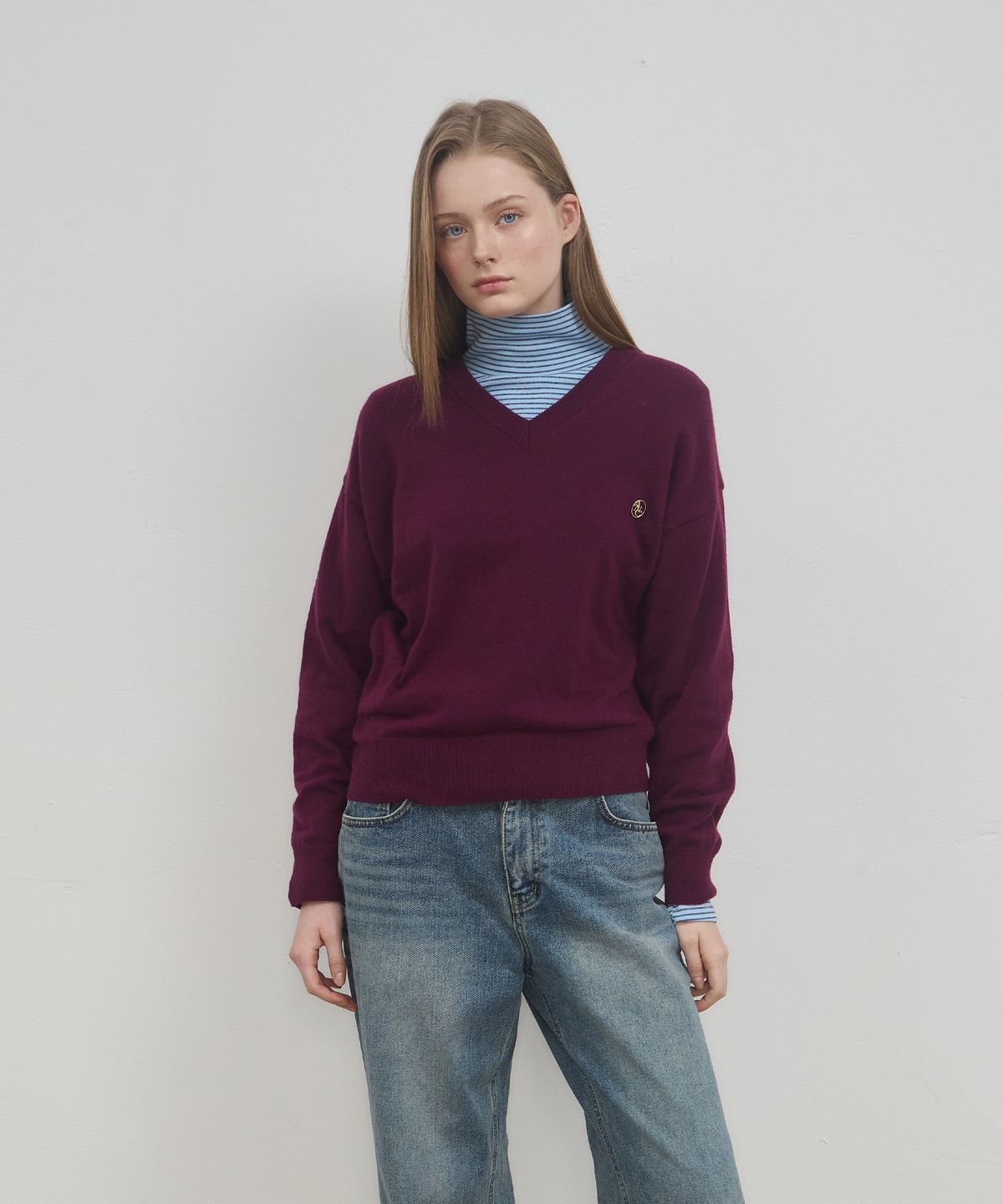 아노에틱(ANOETIC) SOFT V-NECK PULLOVER_PURPLE