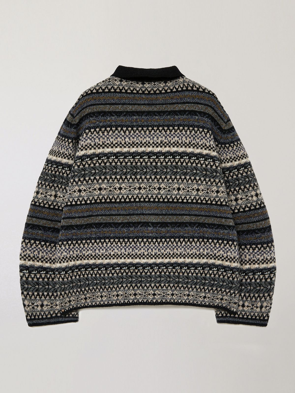 플라비즘(PLAVISM) Nest Jacquard Knit Cardigan - Dark Grey