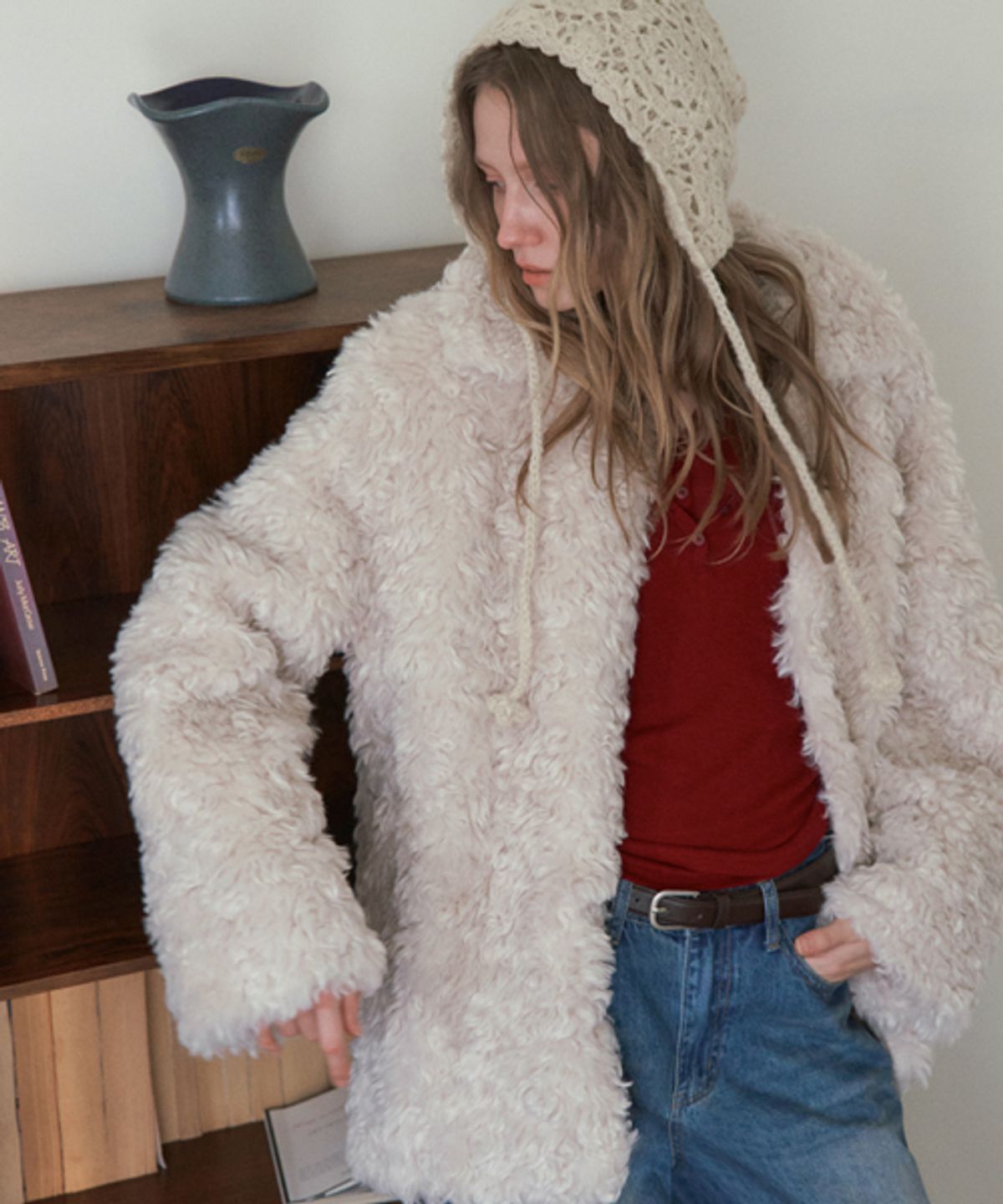 헤인트(HAINT) CLOI FAKE FUR JACKET_CREAM IVORY