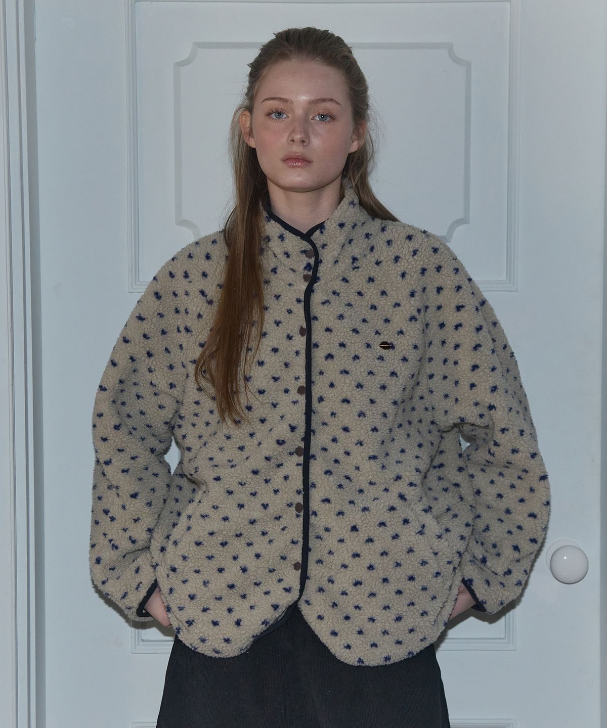 아노에틱(ANOETIC) DOT PATTERN FLEECE JACKET_IVORY
