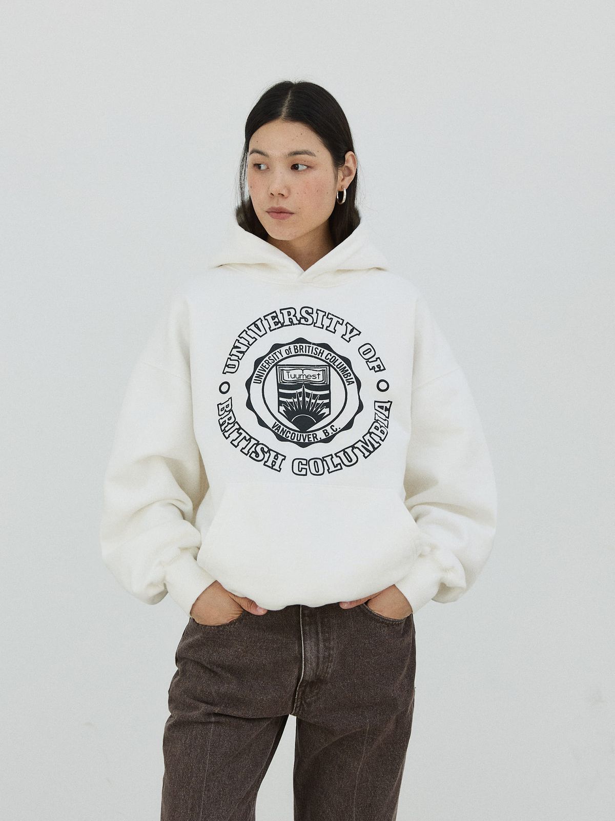 플라비즘(PLAVISM) Vintage Print Washed Hoodie - Off White