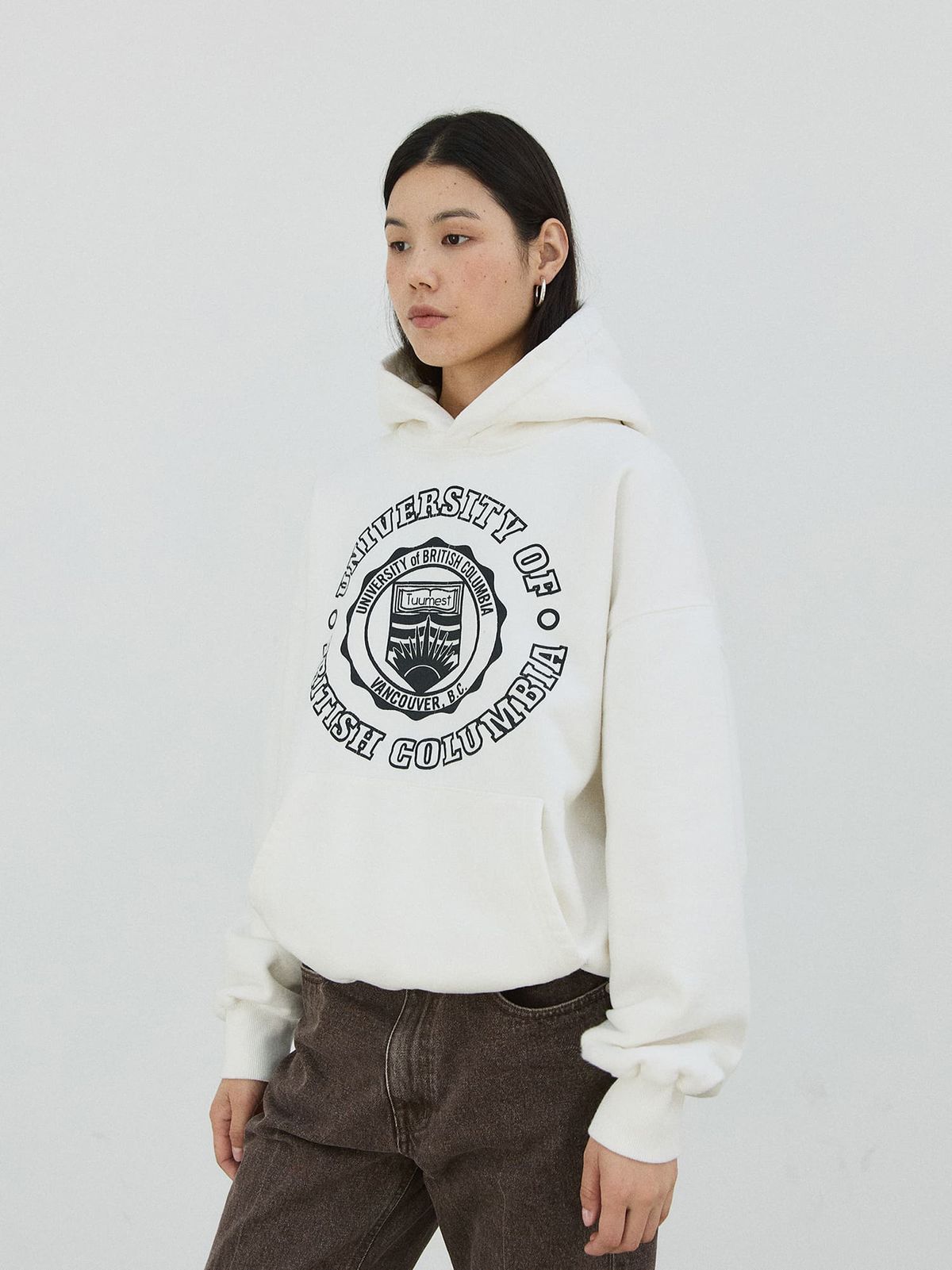 플라비즘(PLAVISM) Vintage Print Washed Hoodie - Off White