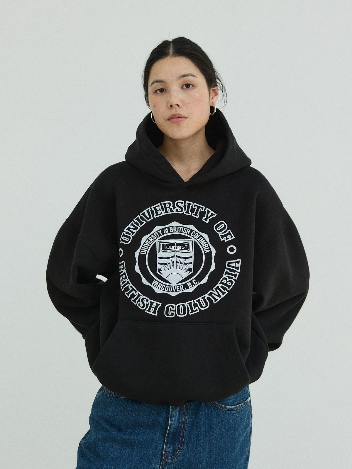 플라비즘(PLAVISM) Vintage Print Washed Hoodie - Black