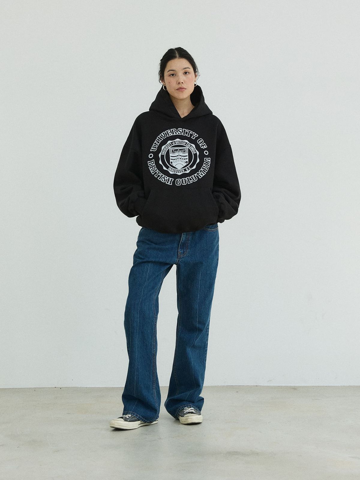 플라비즘(PLAVISM) Vintage Print Washed Hoodie - Black