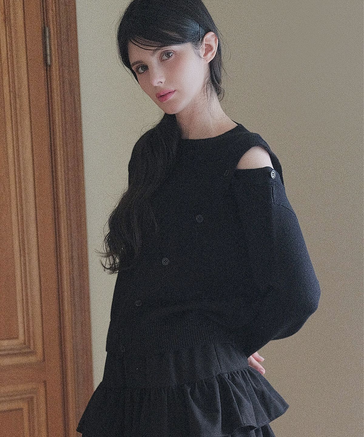 쿨키튼(KOOLKITTEN) Diagonal Whisper Shoulder Knit 3colors