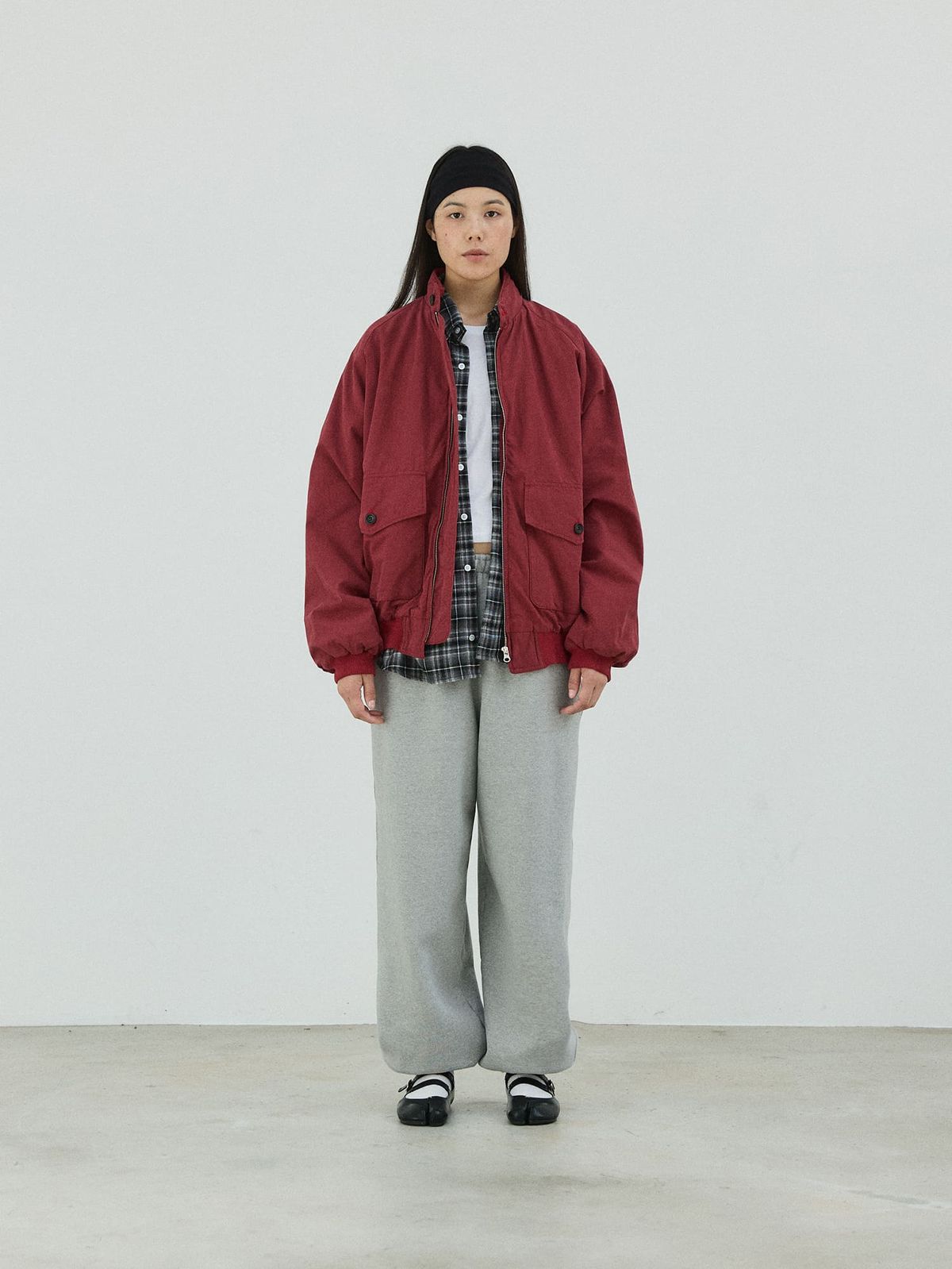 플라비즘(PLAVISM) Washed Utility Raglan Jacket - Bugundy