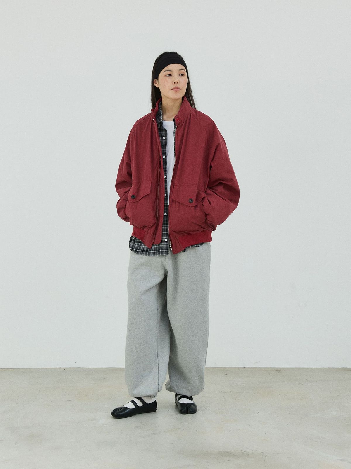 플라비즘(PLAVISM) Washed Utility Raglan Jacket - Bugundy