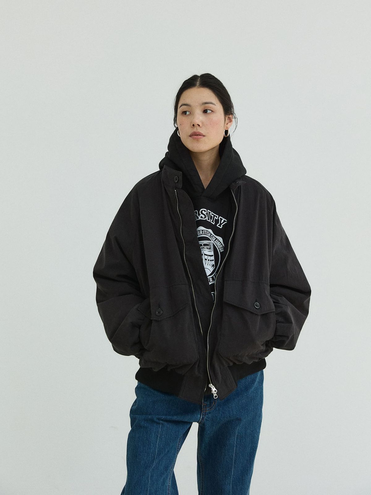 플라비즘(PLAVISM) Washed Utility Raglan Jacket - Black