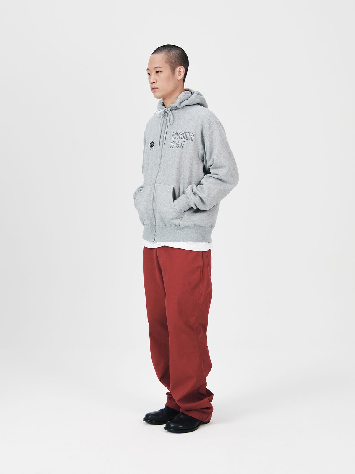 플라비즘(PLAVISM) ZIP-UP HOODIE - GREY HEATHER