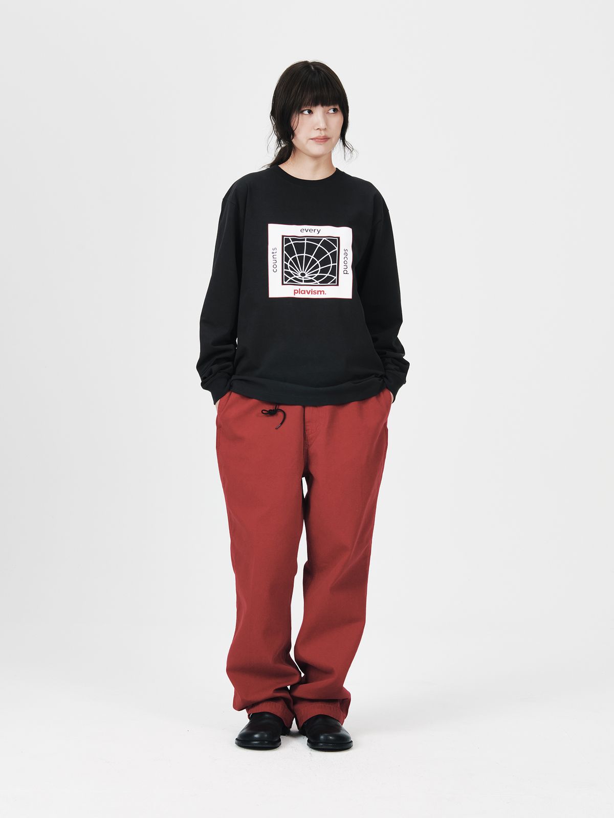 플라비즘(PLAVISM) LITHGOW L/S TEE - CHARCOAL