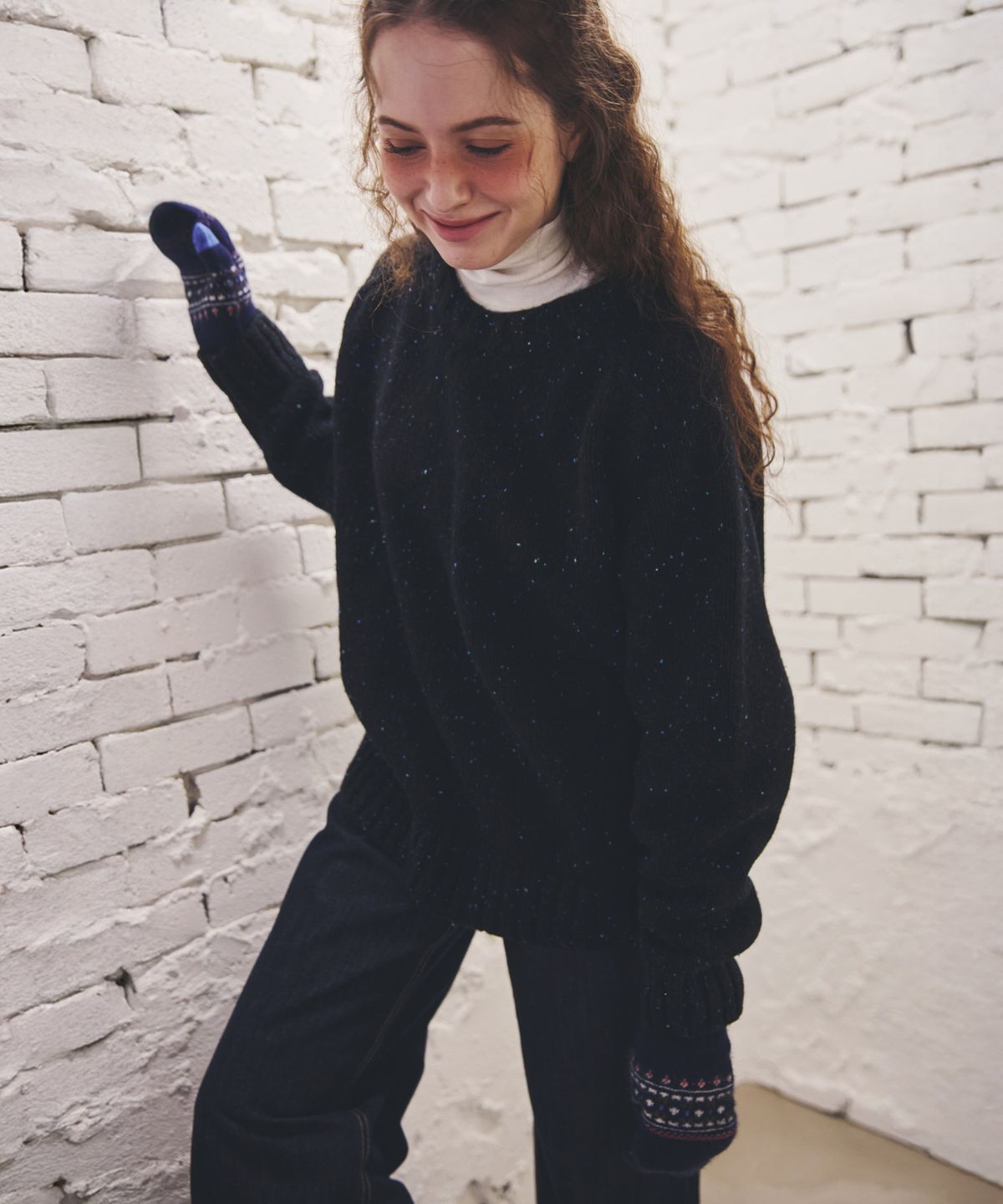오픈도어스튜디오(OPENDOORSTUDIO) Vintage Melange Knit Navy