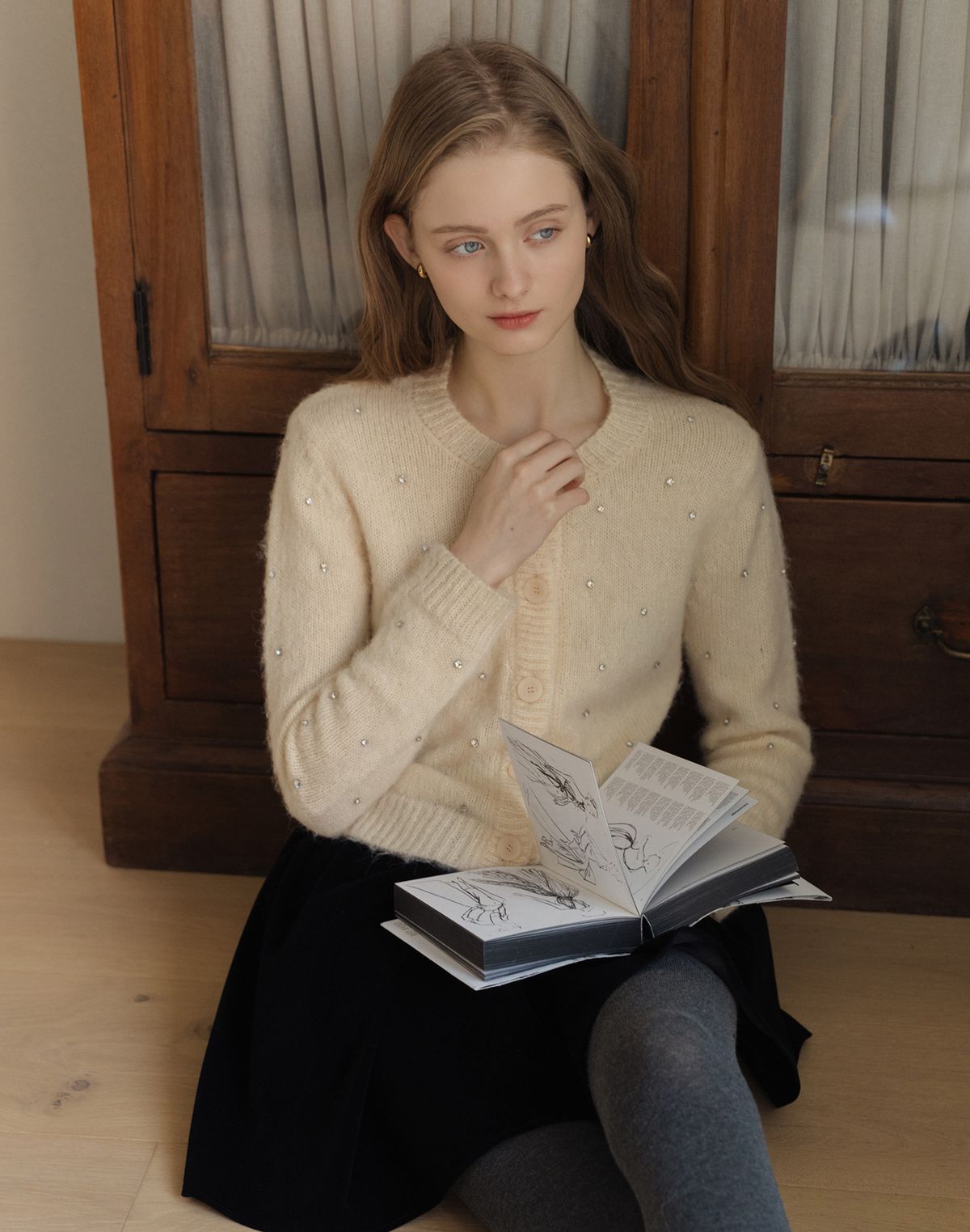 로트르드민(LAUTREDE MIN) Bijou Mohair Butter Cardigan