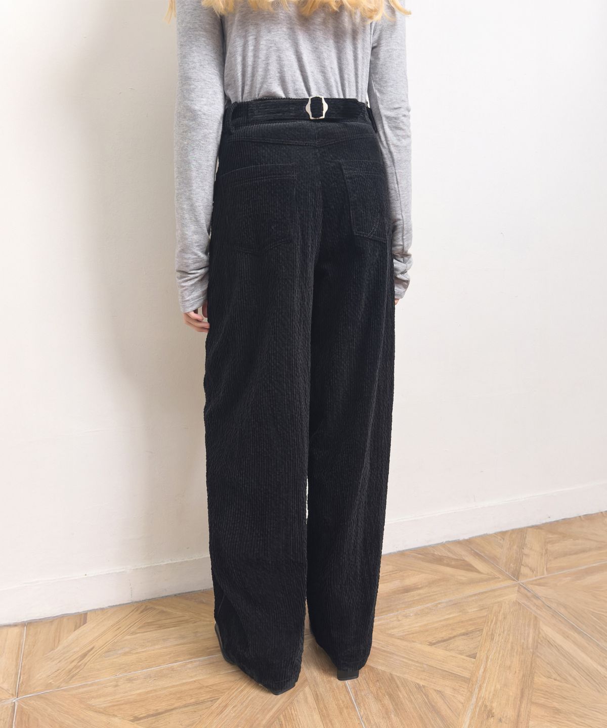 다이애그널(DIAGONAL) ADJUSTABLE CORD TROUSERS (black)