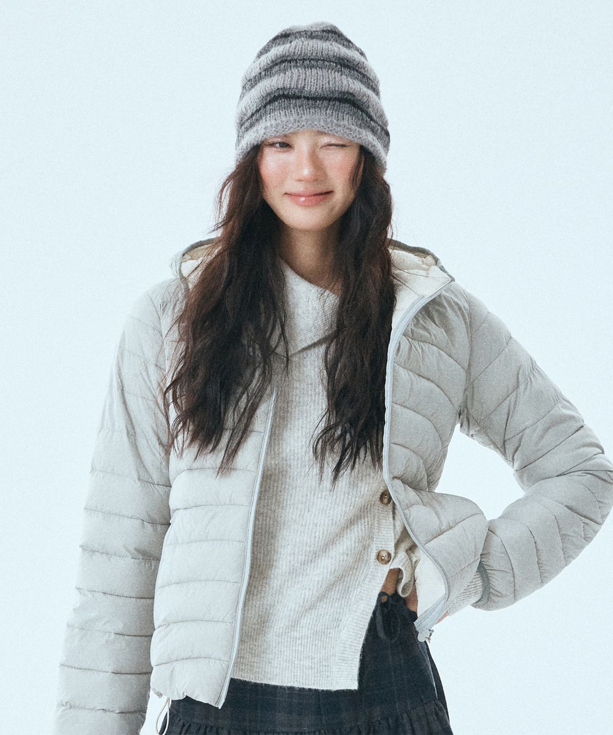 미쏘(MIXXO) 스트라이프 비니_MIAACFV1SS