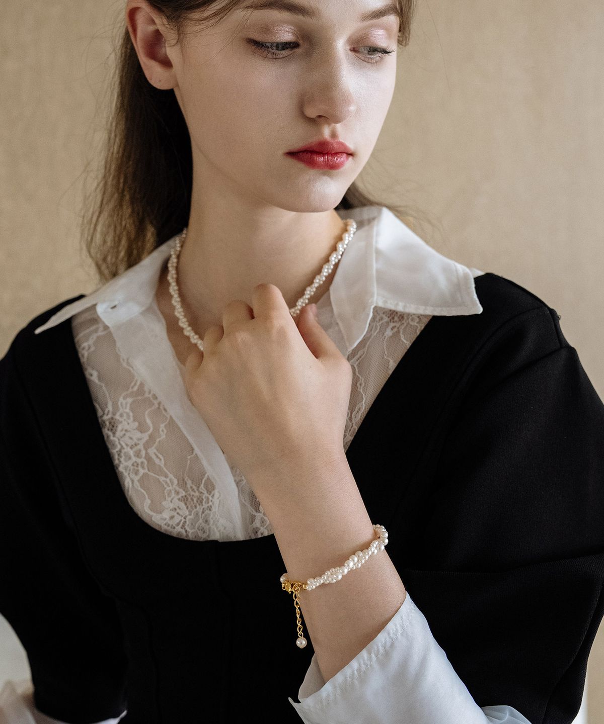 하스(HAS) EN017 Glass pearl Bracelet (2Colors)