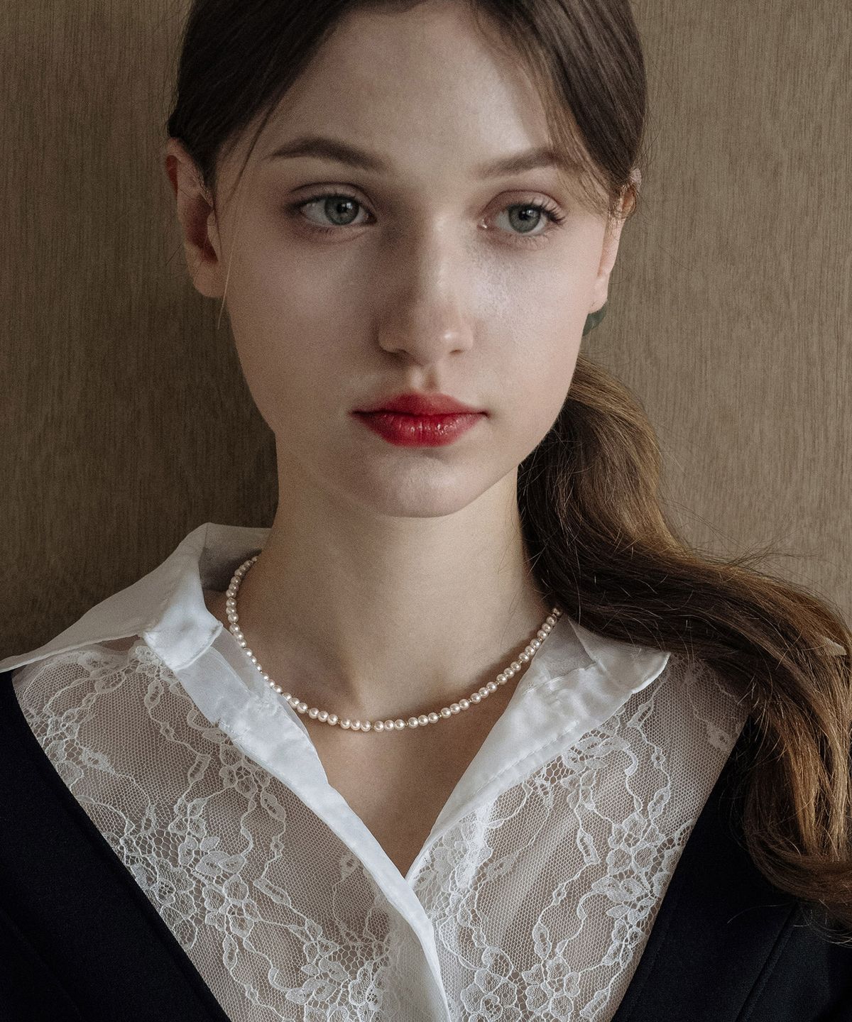 하스(HAS) EN016 Basic Pearl gold ball Necklace