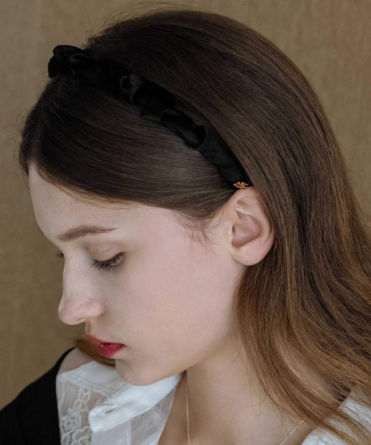 하스(HAS) EN001 Shirring satin slim hairband (2colors)