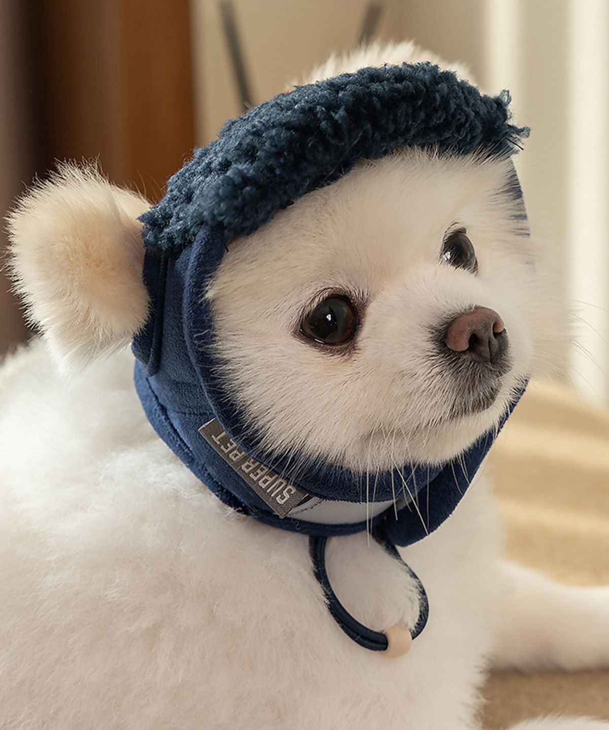 도그아이(DOGI) 강아지 무스탕모자 네이비