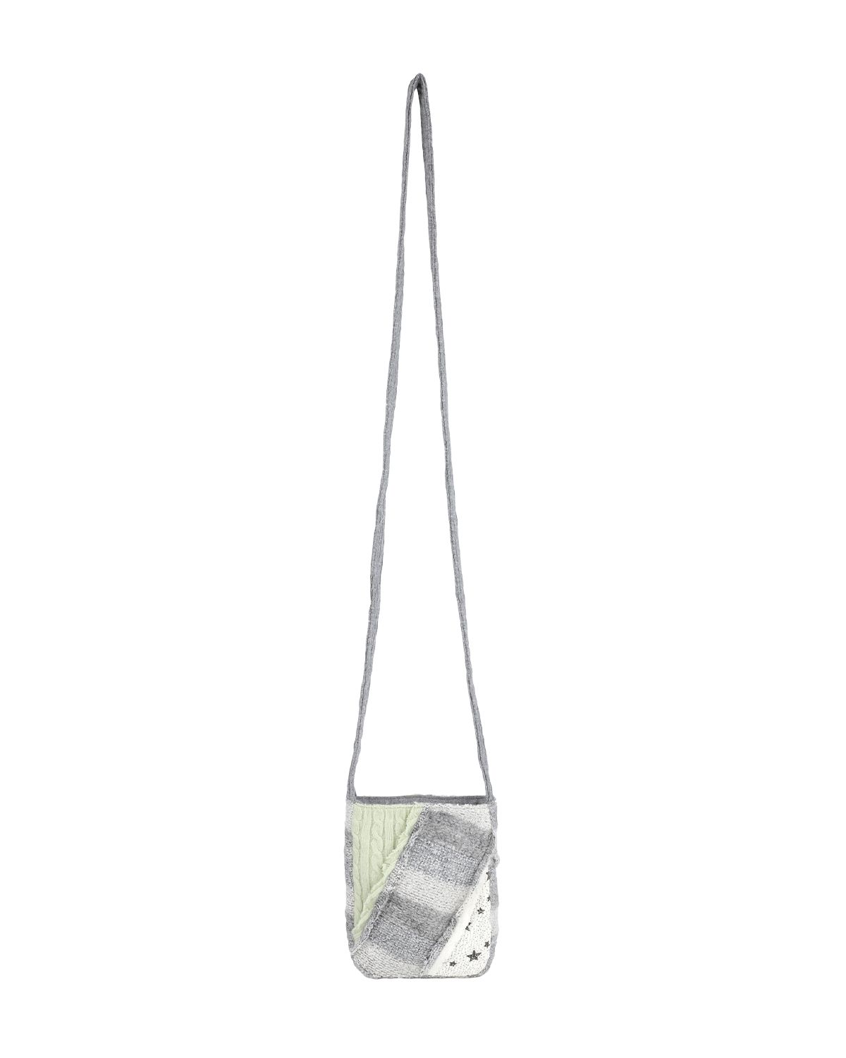 더뮤지엄비지터(THEMUSEUMVISITOR) PATCH WORK MINI CROSS BAG (LIGHT GREY)