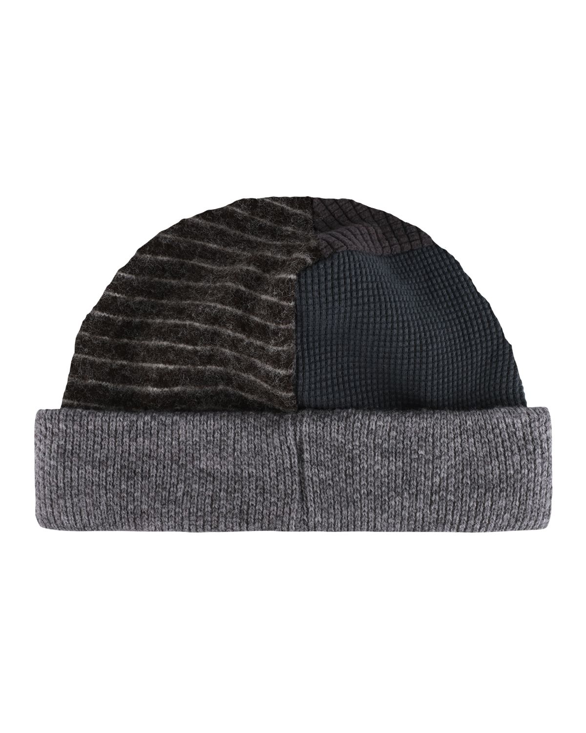 더뮤지엄비지터(THEMUSEUMVISITOR) PATCH WORK STRIPE BEANIE (CHARCOAL)