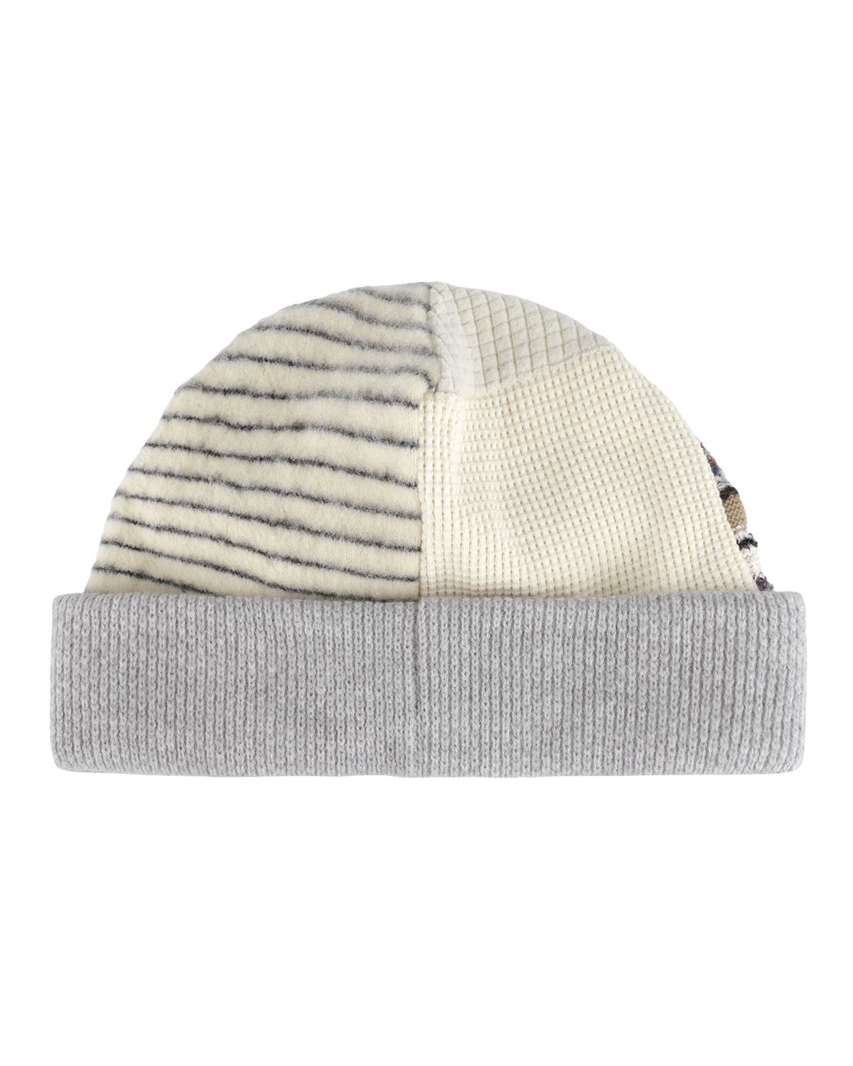 더뮤지엄비지터(THEMUSEUMVISITOR) PATCH WORK STRIPE BEANIE (BEIGE)