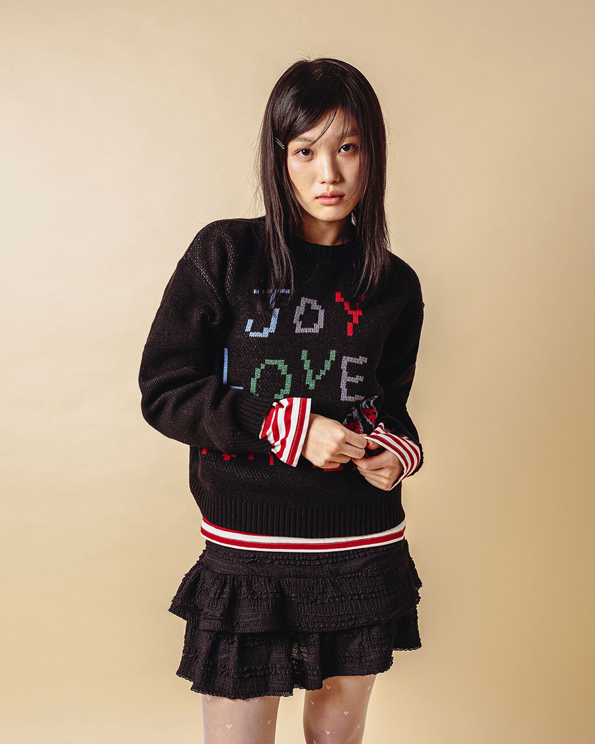더뮤지엄비지터(THEMUSEUMVISITOR) JACQUARD KNIT PULLOVER (BLACK)