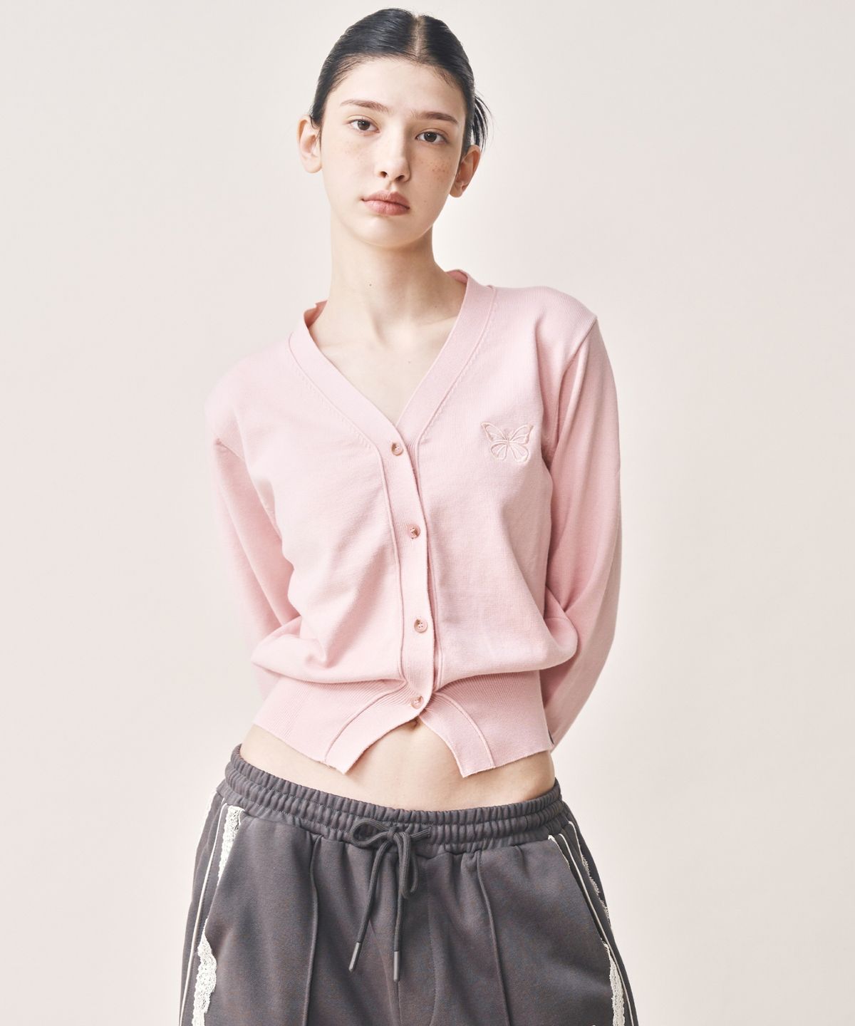 닉앤니콜(NICK&NICOLE) MINI BUTTERFLY SOFT V-CARDIGAN_PINK