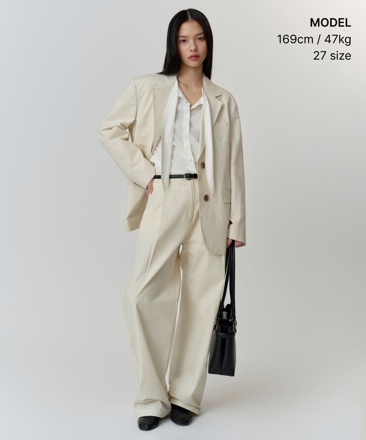 무신사 스탠다드 우먼(MUSINSA STANDARD WOMAN) 우먼즈 워시드 코튼 딥 턱 와이드 팬츠 [크림]
