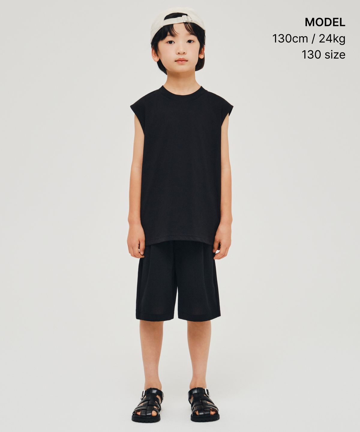 무신사 스탠다드 키즈(MUSINSA STANDARD KIDS) 린넨 라이크 원 턱 와이드 밴딩 쇼츠 [블랙]