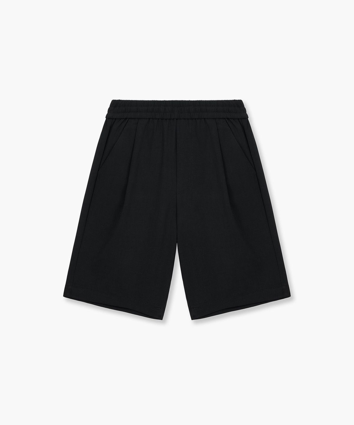 무신사 스탠다드 키즈(MUSINSA STANDARD KIDS) 린넨 라이크 원 턱 와이드 밴딩 쇼츠 [블랙]