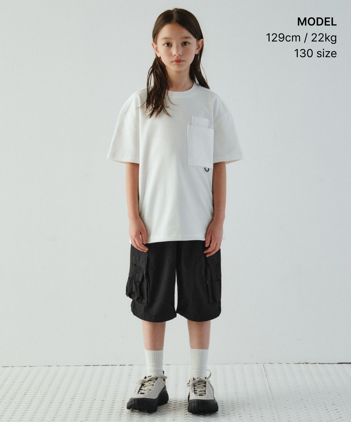 무신사 스탠다드 키즈(MUSINSA STANDARD KIDS) [시티 레저] CN 벨티드 멀티 포켓 카고 버뮤다 팬츠 [블랙]