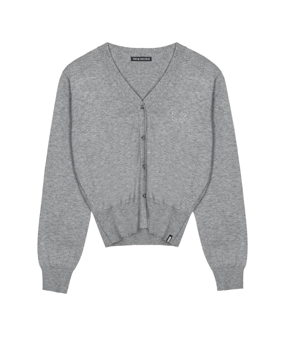 닉앤니콜(NICK&NICOLE) MINI BUTTERFLY SOFT V-CARDIGAN_GRAY