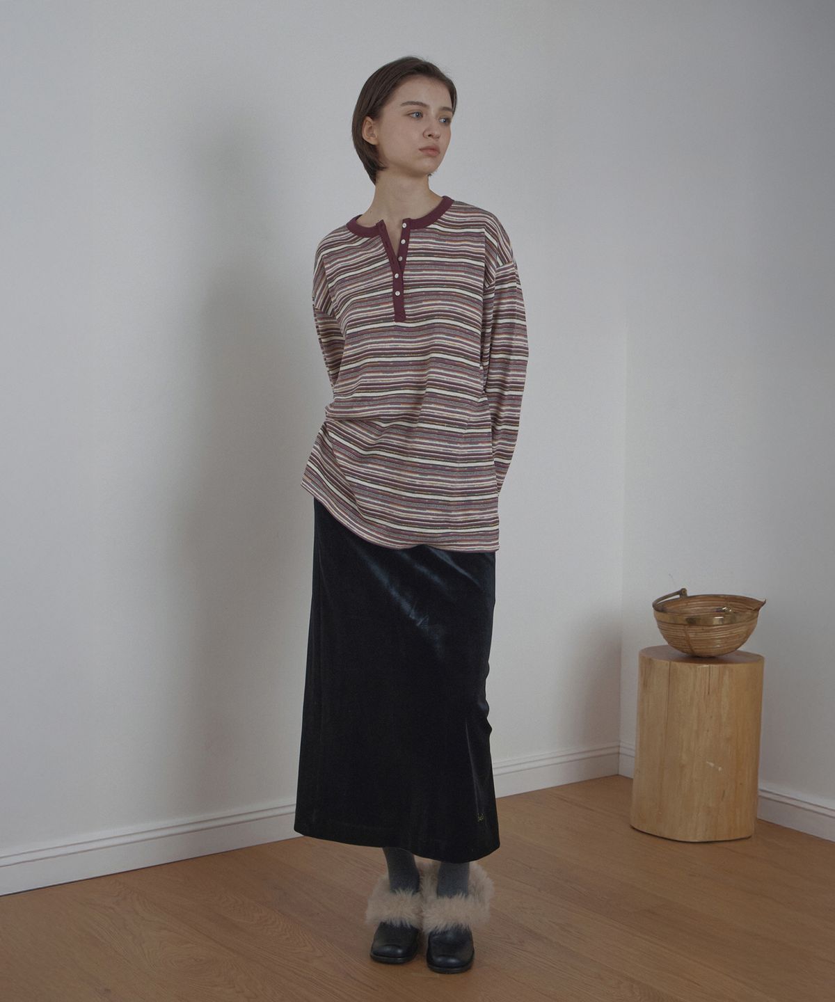 포에트서울(POETSEOUL) velour long skirt_black