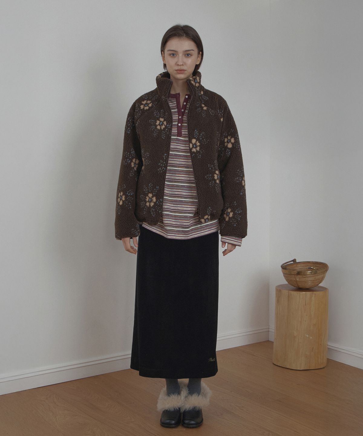 포에트서울(POETSEOUL) velour long skirt_black