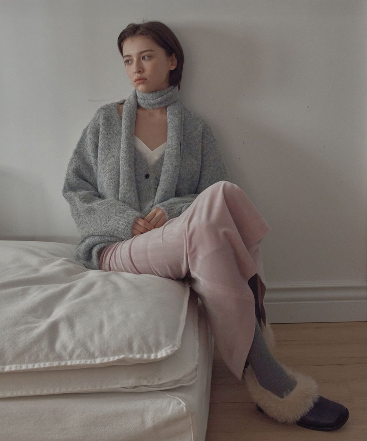 포에트서울(POETSEOUL) velour long skirt_light pink