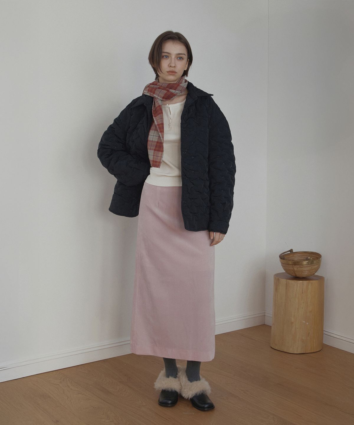 포에트서울(POETSEOUL) velour long skirt_light pink