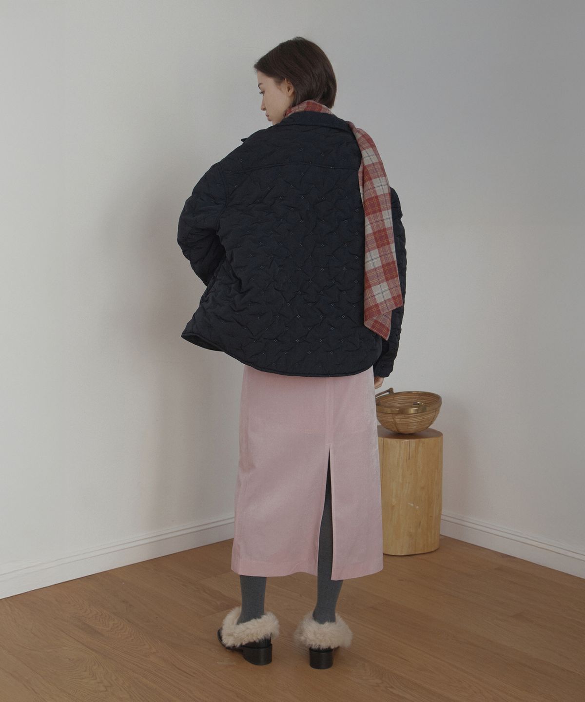 포에트서울(POETSEOUL) velour long skirt_light pink