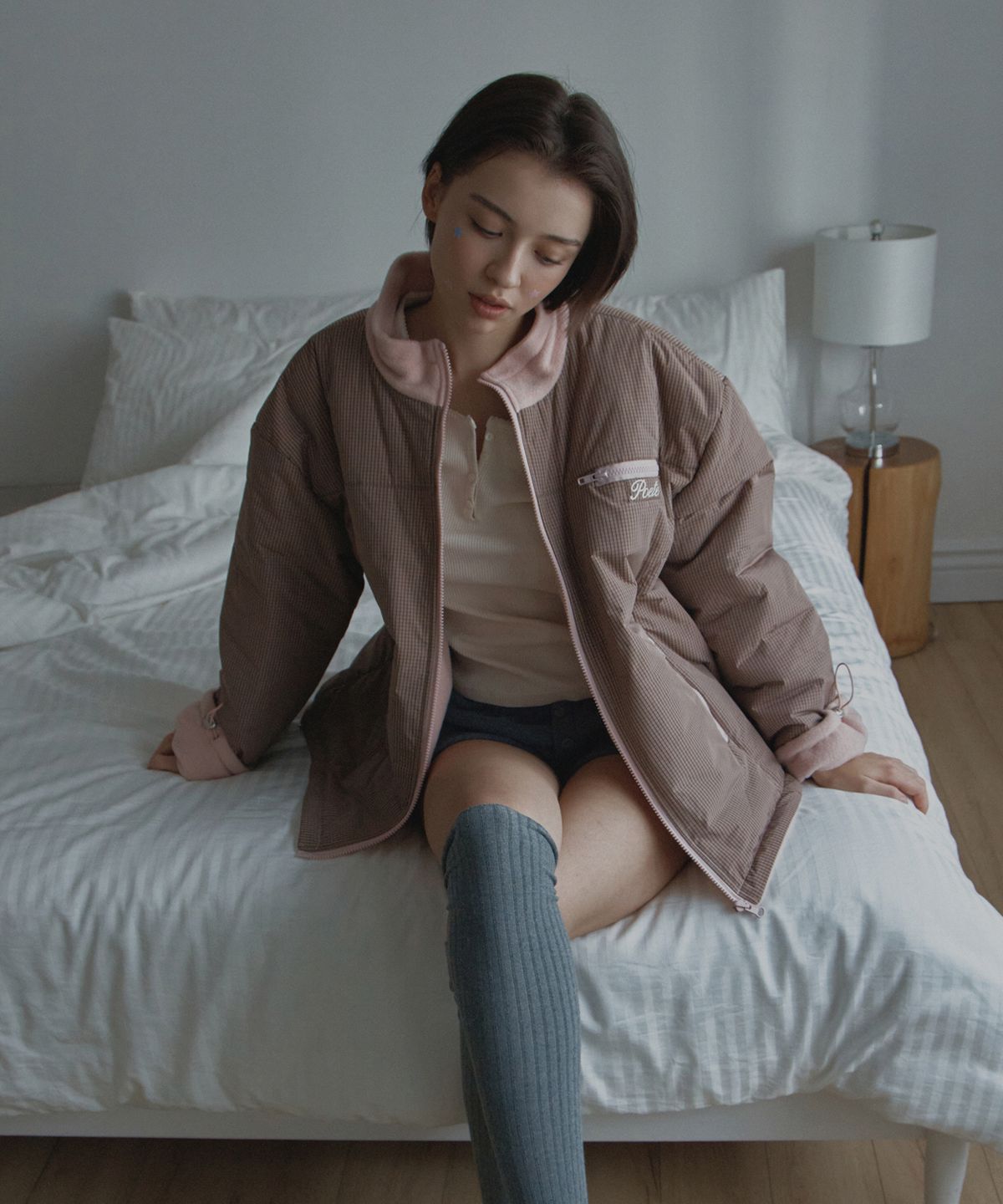 포에트서울(POETSEOUL) reversible zip up jacket_light pink