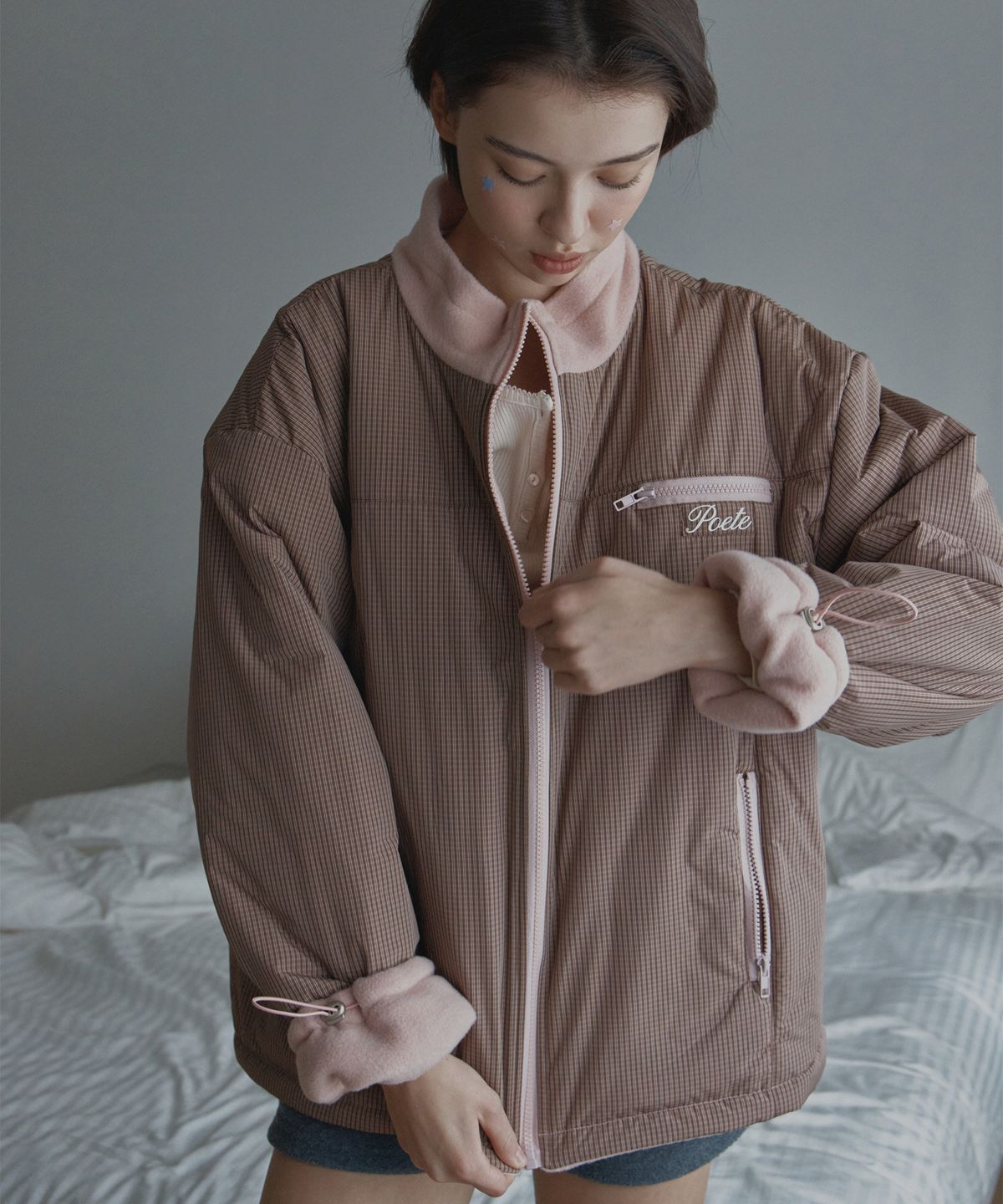 포에트서울(POETSEOUL) reversible zip up jacket_light pink