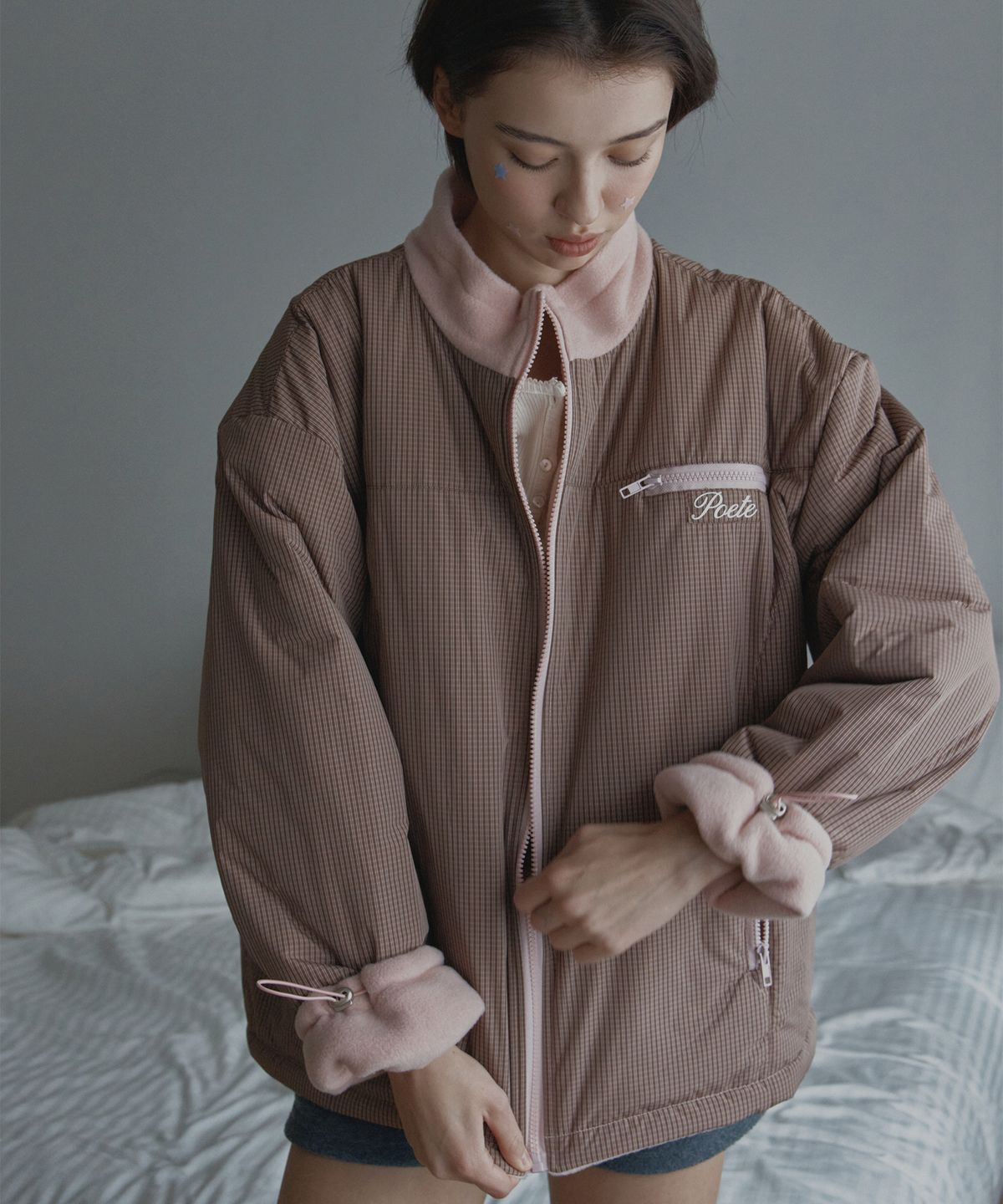포에트서울(POETSEOUL) reversible zip up jacket_light pink